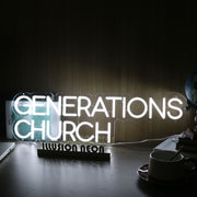 Generations Church White Neon Sign