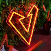 Geometric Heart Red Neon Sign