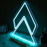 Geometric Triangle Blue Neon Sign