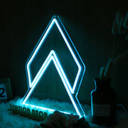 Geometric Triangle Blue Neon Sign