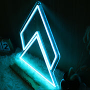 Geometric Triangle Blue Neon Sign