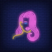 Girl with Pink Hair Neon Sign