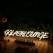 GG Lash Lounge Yellow Neon Sign