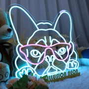 Glassess Puppy Neon Sign