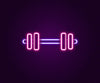 Glowing Neon Line Barbell Icon Isolated On Black Background