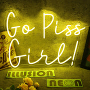 Go Piss Girl Yellow Neon Sign