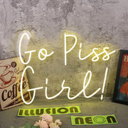 Go Piss Girl Yellow Neon Sign