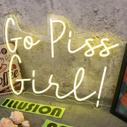 Go Piss Girl Yellow Neon Sign