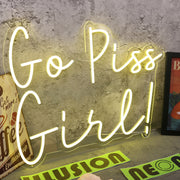 Go Piss Girl Yellow Neon Sign