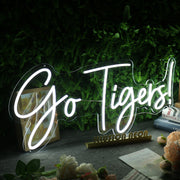 Go Tigers White Neon Sign