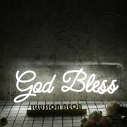 God Bless White Neon Sign