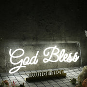 God Bless White Neon Sign