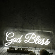 God Bless White Neon Sign