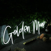 Golden Mane White Neon Sign