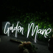 Golden Mane White Neon Sign