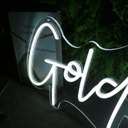 Golden Mane White Neon Sign