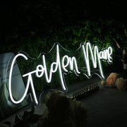 Golden Mane White Neon Sign