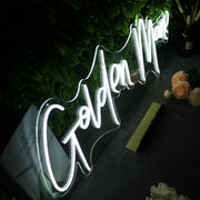 Golden Mane White Neon Sign