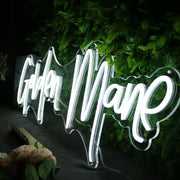 Golden Mane White Neon Sign