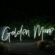 Golden Mane White Neon Sign