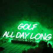 Golf All Day Long Green Neon Sign