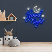 Good Night With Star Moon Neon Sign