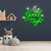 Good Night With Star Moon Neon Sign