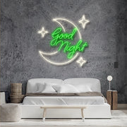 Good Night With Star Moon V2 Neon Sign