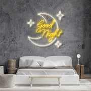 Good Night With Star Moon V2 Neon Sign