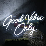 Good Vibes Only White Neon Sign