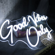 Good Vibes Only White Neon Sign