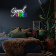 Good Vibes Rainbow Neon Sign