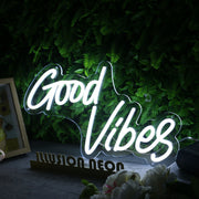 Good Vibes White Custom Neon Sign