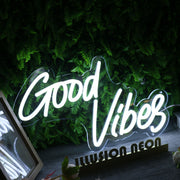 Good Vibes White Custom Neon Sign