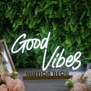 Good Vibes White Custom Neon Sign