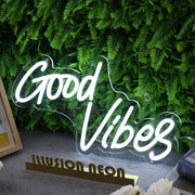 Good Vibes White Custom Neon Sign