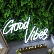 Good Vibes White Custom Neon Sign