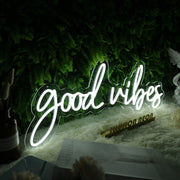 Good Vibes White Neon Sign