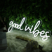 Good Vibes White Neon Sign