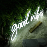 Good Vibes White Neon Sign