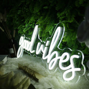 Good Vibes White Neon Sign