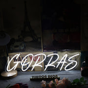 Gorras White Neon Sign