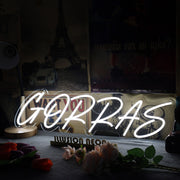 Gorras White Neon Sign