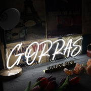 Gorras White Neon Sign