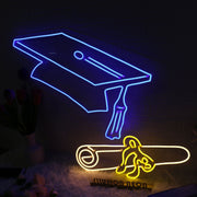 Graduation Cap With Diploma Neon Sign