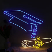 Graduation Cap With Diploma Neon Sign