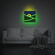 Grassland With Yellow Moon LED Neon Acrylic Artwork