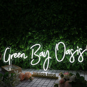 Green Bay Oasis White Neon Sign