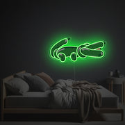 Green Crocodile Shaped Balloon LED Neon Acrylic Artwork