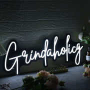 Grindaholicg White Neon Sign